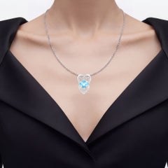 Swiss Blue Topaz Pendant 4.64 Carats Sterling Silver