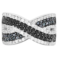 Blue Diamond Ring With White Diamonds 1.52 Carats Sterling Silver