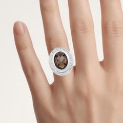 Smoky Quartz Ring 7.88 Carats Sterling Silver
