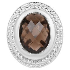 Smoky Quartz Ring 7.88 Carats Sterling Silver