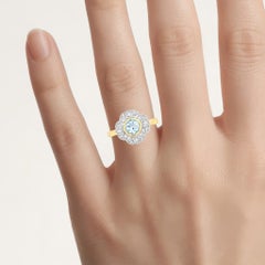 Aquamarine Ring With White Topaz 0.92 Carats Gold Plated Silver