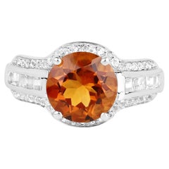 Citrin-Ring mit weißem Topas, 2,76 Karat, Sterlingsilber