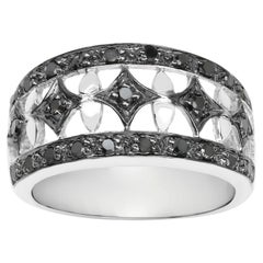 Black Diamond Ring 0.26 Carats Sterling Silver