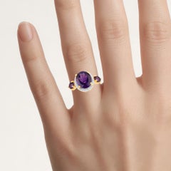 Amethyst-Ring mit Diamanten, 3,76 Karat, vergoldetes Silber