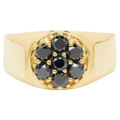 Schwarzer Diamantring, 0,96 Karat, vergoldetes Silber