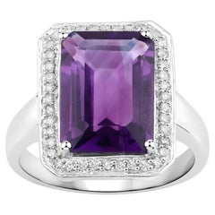 Amethyst-Ring mit Diamanten, 5.3 Karat, Sterlingsilber