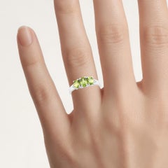 Peridot Ring With Diamonds 1.09 Carats Sterling Silver