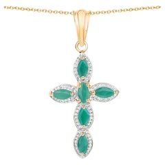 Emerald Pendant 0.82 Carats Gold Plated Silver