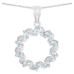 Aquamarine Pendant With White Topaz 1.06 Carats Sterling Silver