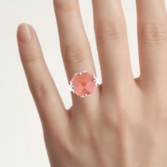 Peach Moonstone Ring 12.7 Carats Sterling Silver