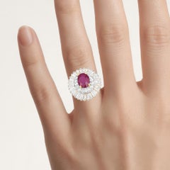 Ruby Ring With White Topaz 3.7 Carats Gold Plated Silver