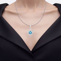 Swiss Blue Topaz Pendant 8.16 Carats Sterling Silver