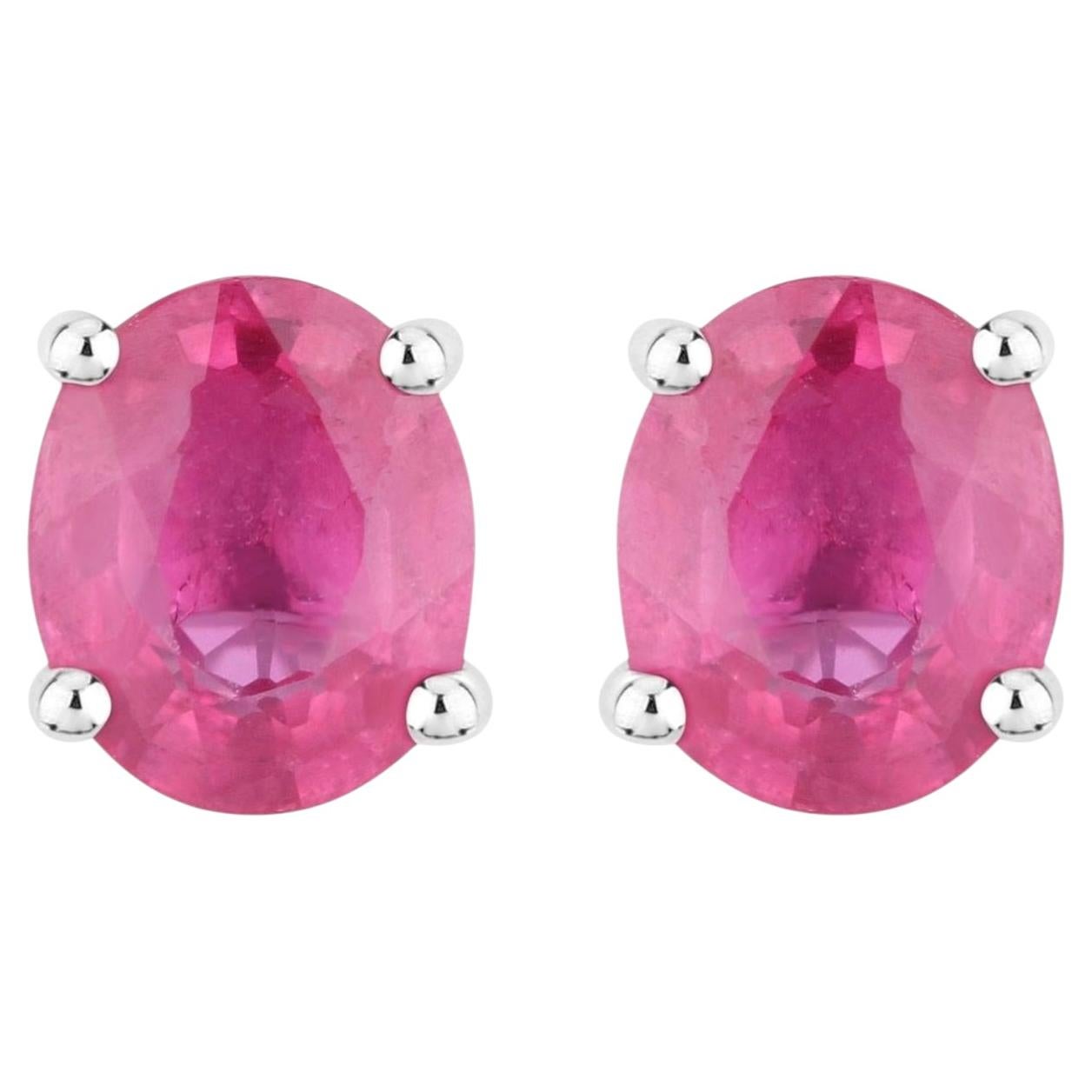 Pendientes de rubí de 0,58 quilates en oro blanco de 14K