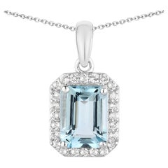 Ciondolo con acquamarina e topazio bianco da 1.52 carati, argento sterling