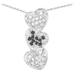 Ciondolo con diamante bianco e diamanti neri, 0,42 carati, argento sterling