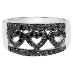 Black Diamond Ring 0.3 Carats Sterling Silver