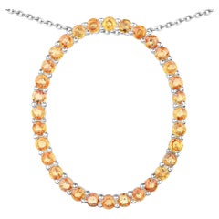 Orange Sapphire Pendant 2.86 Carats Sterling Silver