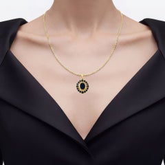 Blue Sapphire Pendant 2.98 Carats Gold Plated Silver