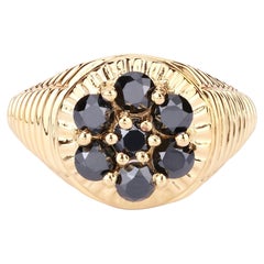 Schwarzer Diamantring, 0.9 Karat, vergoldetes Silber