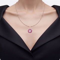 Morganite Pendant With Rhodolite Garnet 2.24 Carats Gold Plated Silver