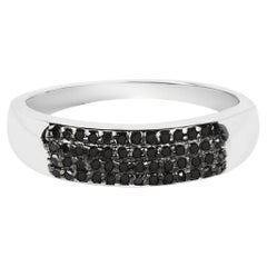 Black Diamond Ring 0.2 Carats Sterling Silver