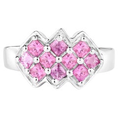 Pink Sapphire Ring 1.18 Carats Sterling Silver
