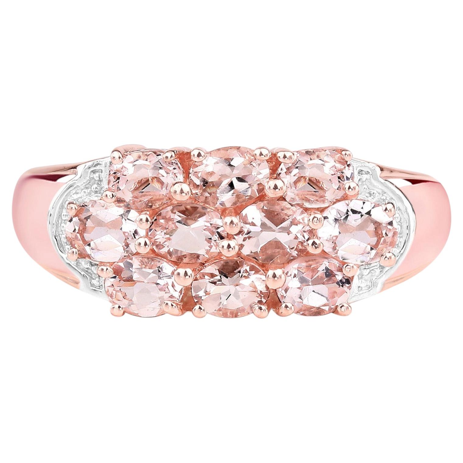 Morganite Ring 1.48 Carats Gold Plated Silver For Sale