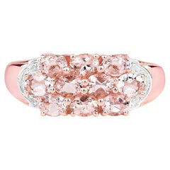 Morganite Ring 1.48 Carats Gold Plated Silver