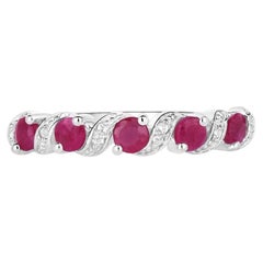 Ruby Ring With White Topaz 0.66 Carats Sterling Silver