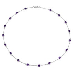 Collier en améthyste de 6,1 carats, argent massif