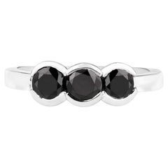 Black Diamond Ring 1.2 Carats Sterling Silver