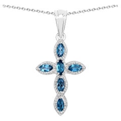 London Blue Topaz Pendant 1 Carats Sterling Silver