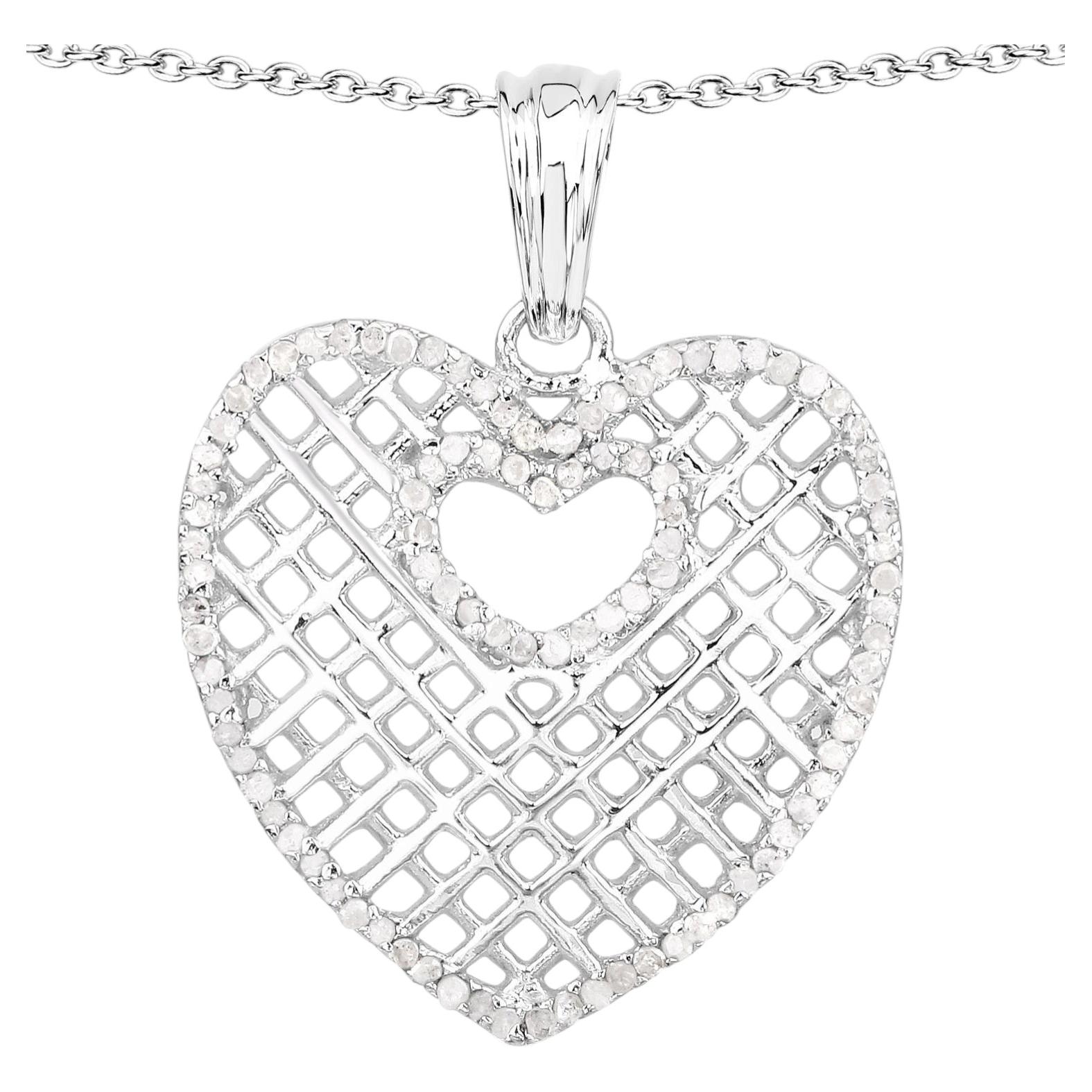 Ciondolo con diamante da 0.5 carati in argento sterling in vendita