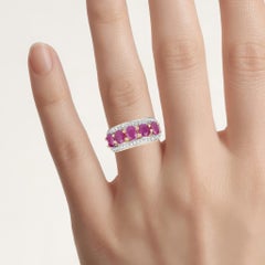 Ruby Ring With Diamonds 1.7 Carats Gold Plated Silver