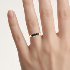 Black Diamond Ring 0.98 Carats Gold Plated Silver