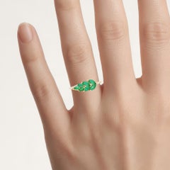 Zambian Emerald Ring With Diamonds 0.62 Carats 14K Yellow Gold