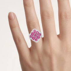 Ruby Ring With White Zircon 4.66 Carats Sterling Silver
