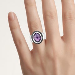 Amethyst Ring With Black Spinel 5.32 Carats Sterling Silver