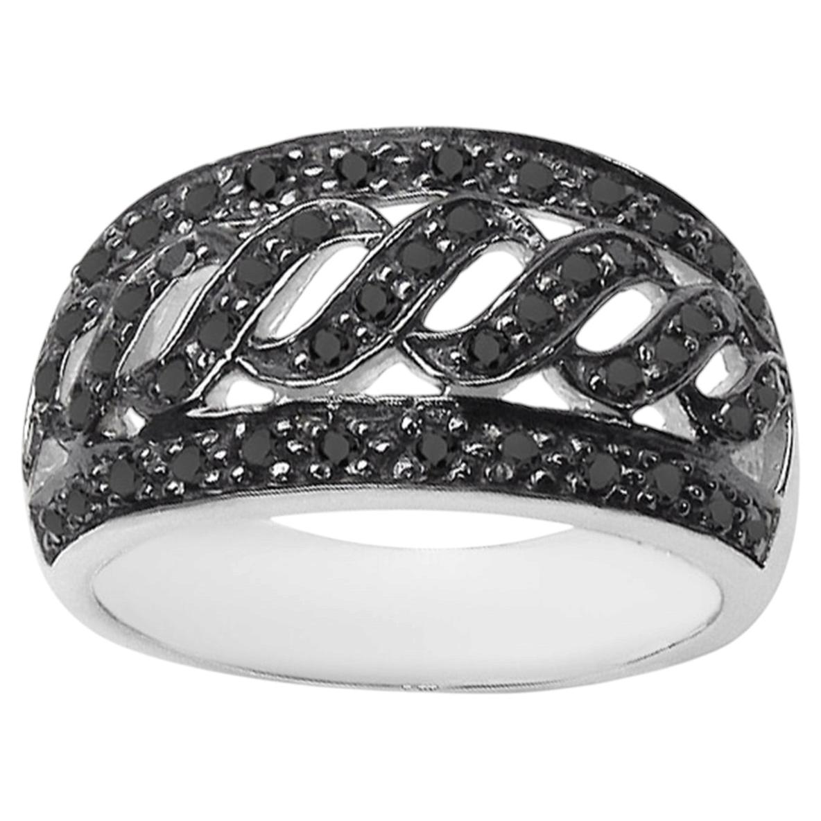 Black Diamond Ring 0.52 Carats Sterling Silver