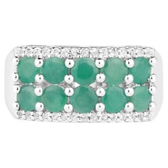 Anello con smeraldo e topazio bianco da 1.82 carati, argento sterling
