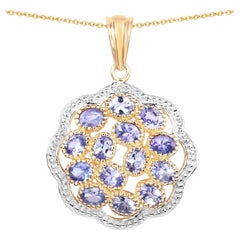 Tanzanite Pendant 2.36 Carats Gold Plated Silver