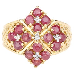 Anillo de rubí con topacio blanco de 2.1 quilates, plata chapada en oro