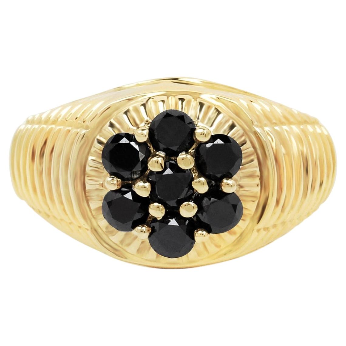 Anello con diamante nero da 1.38 carati, argento placcato oro in vendita