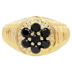 Black Diamond Ring 1.38 Carats Gold Plated Silver