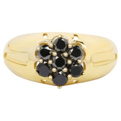 Black Diamond Ring 0.96 Carats Gold Plated Silver