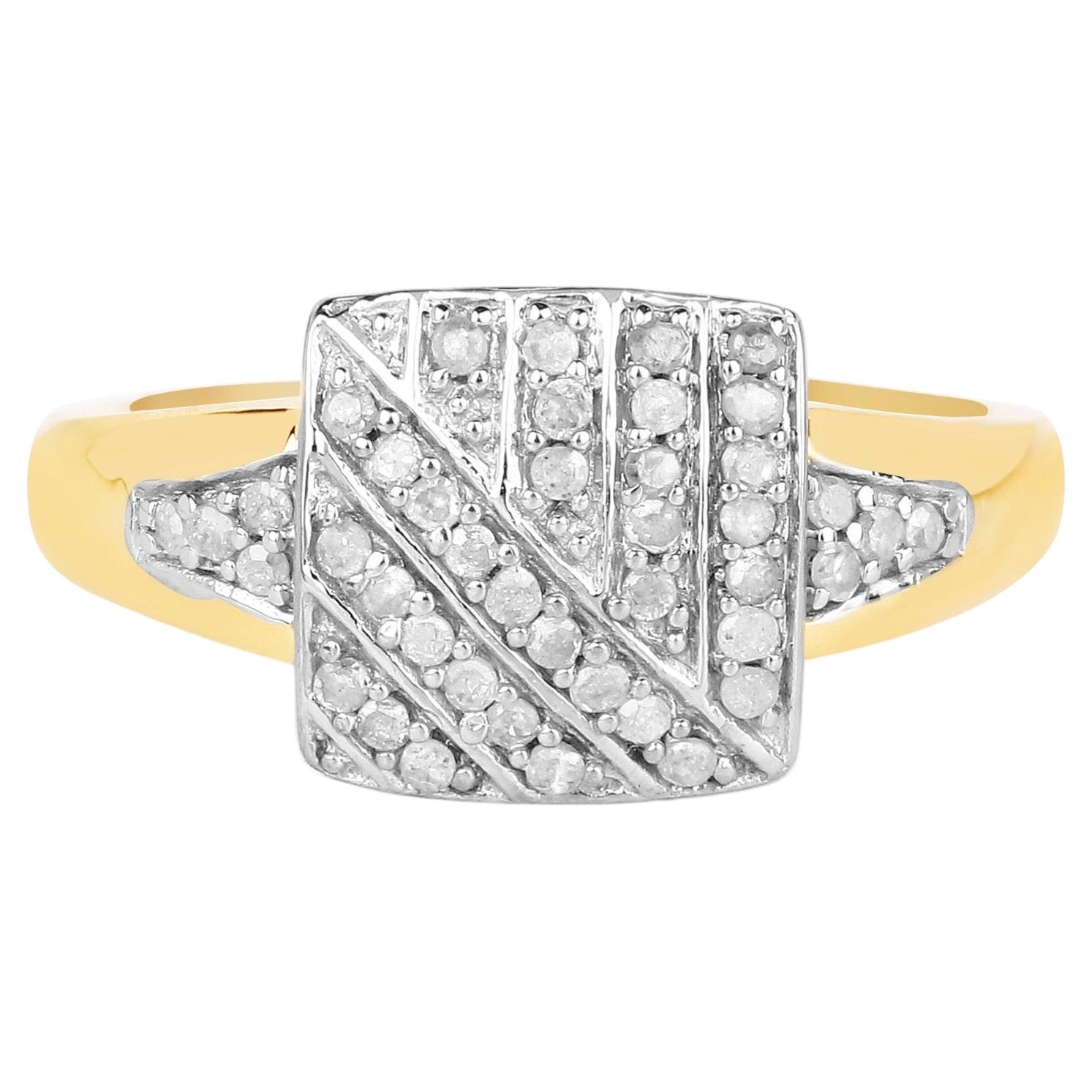 Diamantring, 0.22 Karat, vergoldetes Silber im Angebot