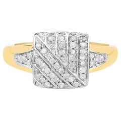 Diamond Ring 0.22 Carats Gold Plated Silver