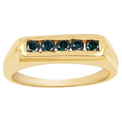 Blue Diamond Ring 0.48 Carats Gold Plated Silver