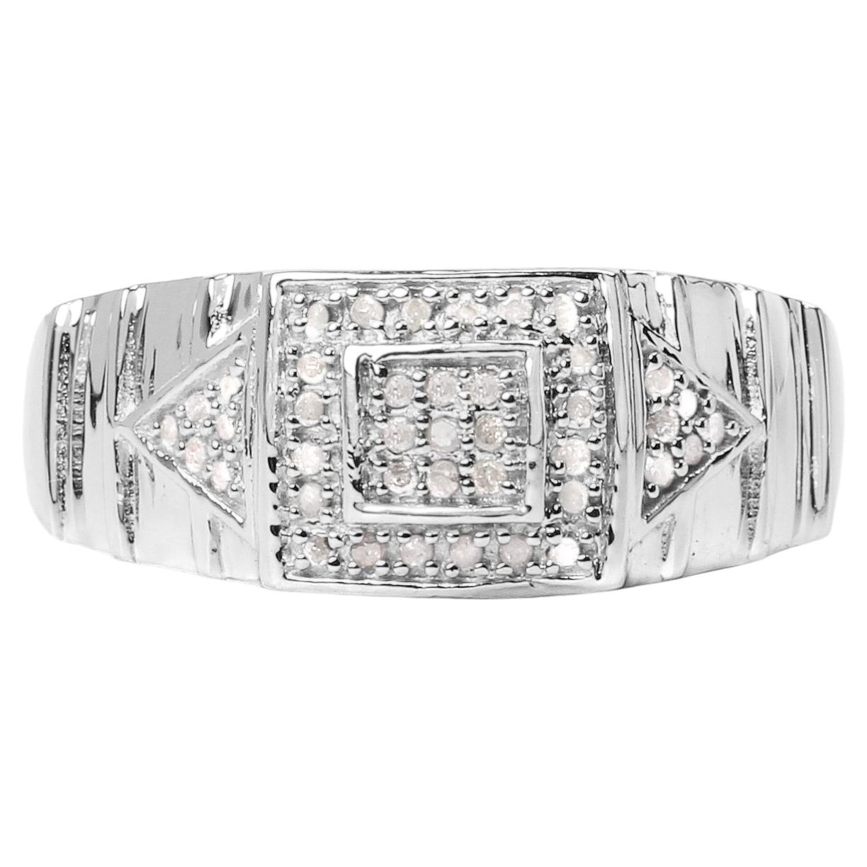 Diamond Ring 0.2 Carats Sterling Silver For Sale
