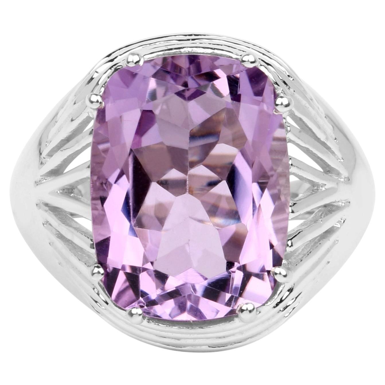 Amethyst Ring 10 Carats Sterling Silver For Sale